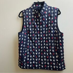 NWOT Talbots sailboat navy blue nautical quilted vest Size L